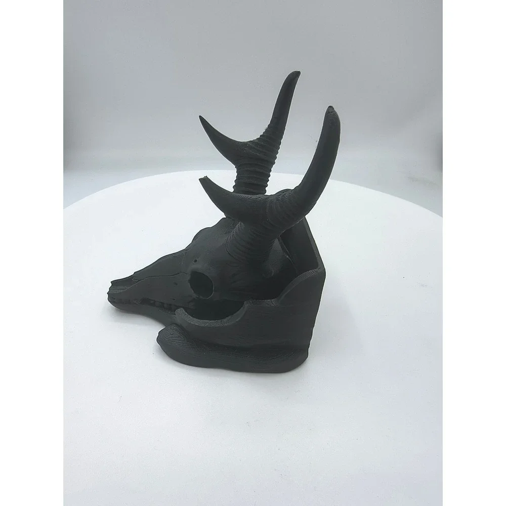 Matte Black 3D Printed Animal Skull Jewelry Holder Gothic Ring Display Trinket